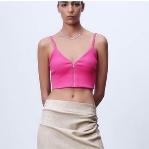 Zara Pink Zip-Up Crop Top